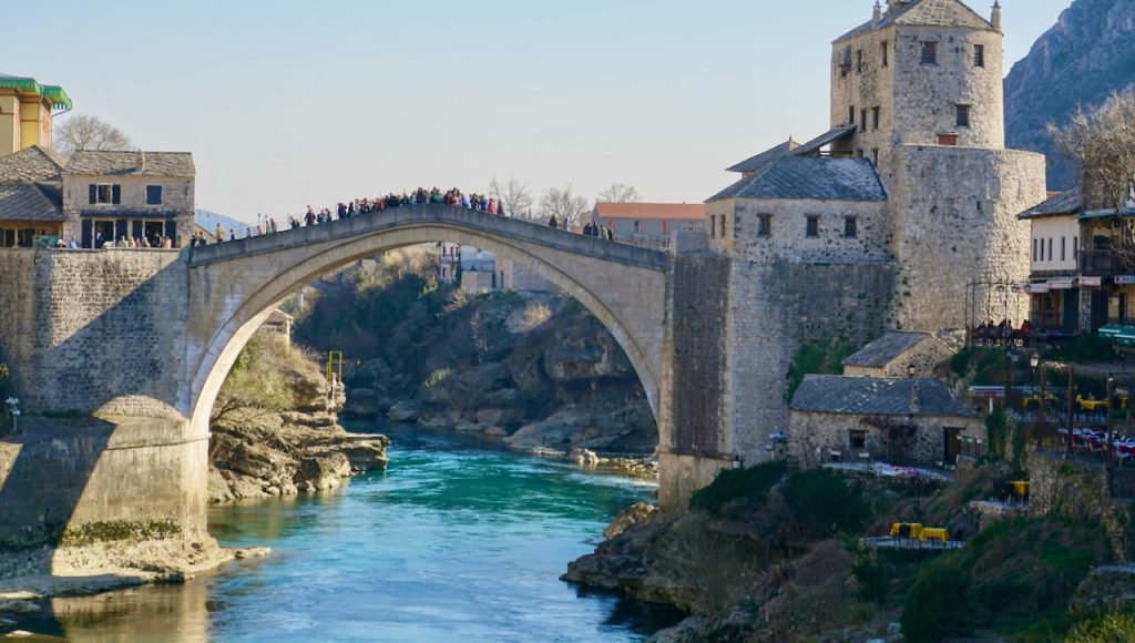 one of Mostar’s other graceful bridges.